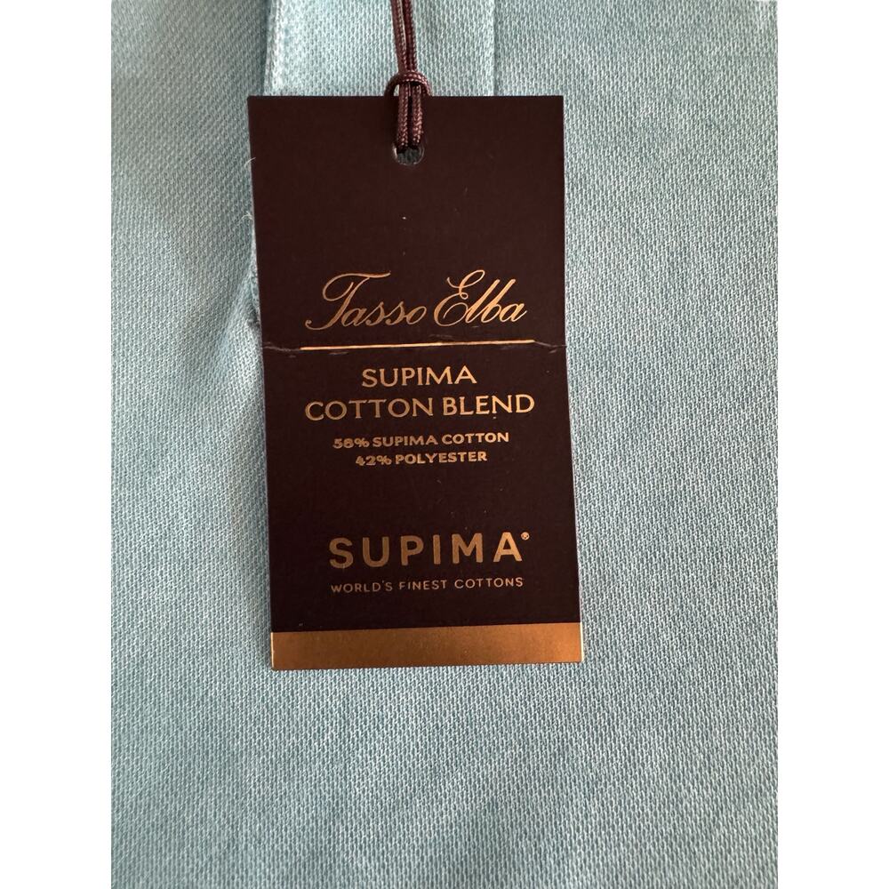 Tasso Elba Supima Cotton Blend LS Luxury Polo Shirt XL Menthol Blue NWT $59.50 - Picture 7 of 8